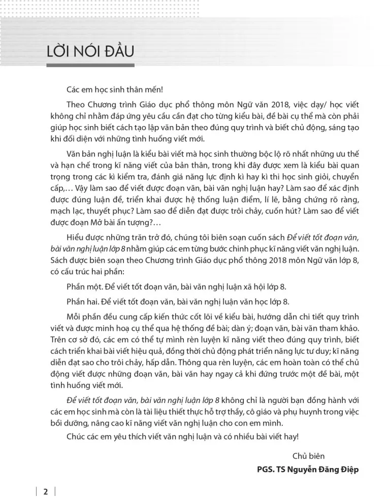 ĐỂ VIẾT TỐT ĐOẠN VĂN, BÀI VĂN NGHỊ LUẬN LỚP 8 (Theo chương trình GDPT 2018)